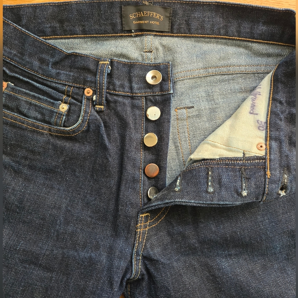 Scaeffer's Garment Hotel blue denim jeans, size 30